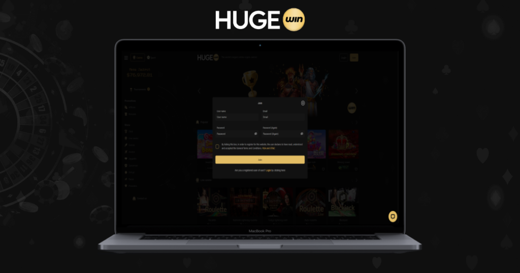 Create an account at Hugewin